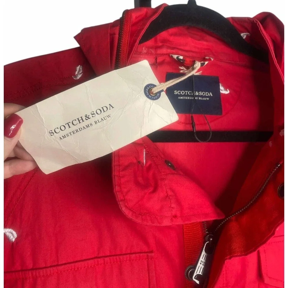 Scotch & Soda women's Rain Jacket Red‎ Hot Lips Hooded NEW w/defect size medium